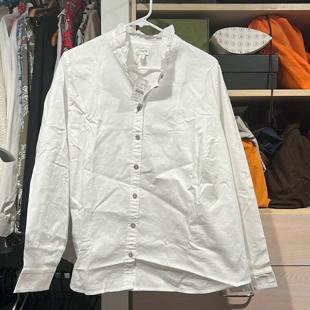 J.Crew ruffled collar cotton button-down.